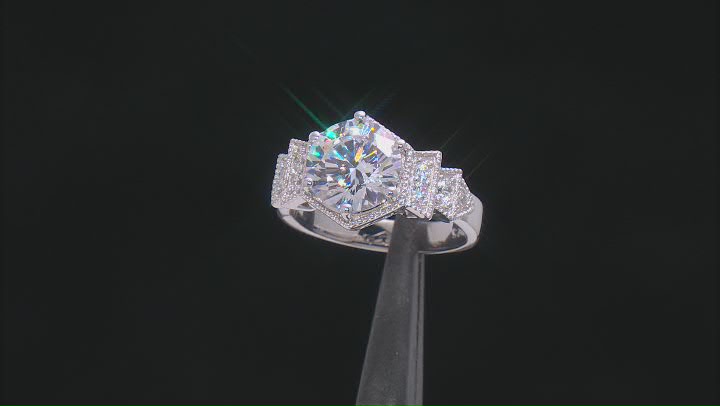White Cubic Zirconia Rhodium Over Sterling Silver 2 Ring Set 7.45ctw Video Thumbnail